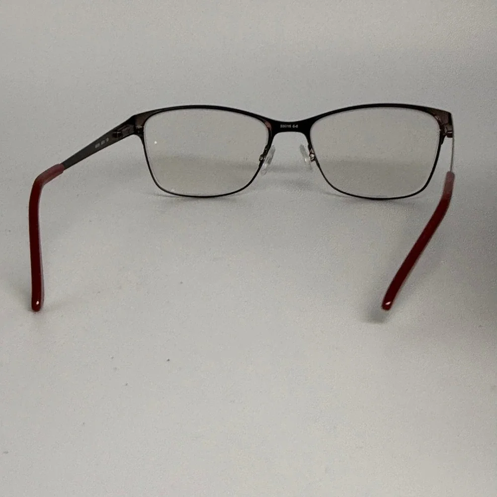 Adensco AD205 Burgundy Cat Eye Eyeglass Frames 53-16-135 Metallic Red Glasses
